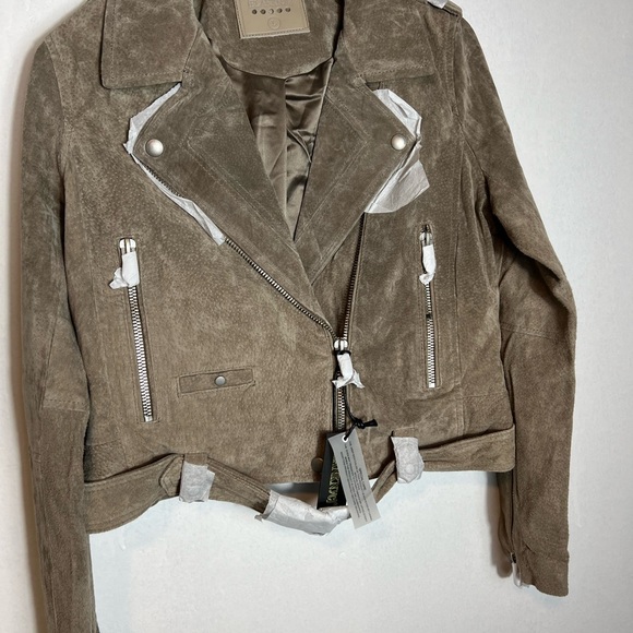 BlankNYC Taupe Suede Leather Moto Jacket Zip Asymmetrical Cropped - Picture 9 of 13